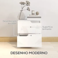HOMCOM Mesa de Cabeceira Moderna Mesa de Cabeceira com Gavetas Mesa Auxiliar para Dormitório Sala de Estar 40x40x48 cm Branco(m-4)