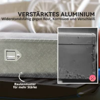 HOMCOM Robuuste Opbergkist van Aluminium met Zijhandgrepen, Slot en Sleutels, Gereedschapskist, 99 x 33 x 25,5 cm(m-4)