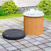 SPORTNOW Wanna Do Lodowatych Kąpieli, 300 litrów Nadmuchiwana dla Relaksu Mięśni z Pokrywą, Torbą, Pompką, Brązowa(m-9)