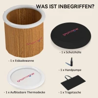 SPORTNOW Wanna Do Lodowatych Kąpieli, 300 litrów Nadmuchiwana dla Relaksu Mięśni z Pokrywą, Torbą, Pompką, Brązowa(m-8)