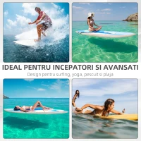 HOMCOM Placa Gonflabila SUP Stand Up Paddle cu Vasla Reglabila Albastra 305x76x10cm(m-7)