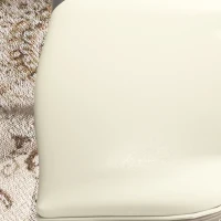 HOMCOM Set of 2 Louis XVI style solid rubber wood patinated dining chairs synthetic covering cream(m-8)