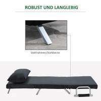 HOMCOM Convertible 1 Seater Armchair Sofa Bed Removable Grand Comfort Cushion Metal Armrest Feet Suede Black(m-7)