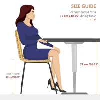 HOMCOM 2-Piece Dining Chairs in Boho Style, Accent Chair, PE Rattan, 44 cm x 58 cm x 85 cm, Natural + Black(m-6)