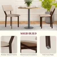 HOMCOM Set of 2 Dining Chairs Kitchen Chairs with High-Density Foam Cushion and Solid Rubberwood Legs Linen-Like Fabric 49 x 56 x 85 cm Beige(m-7)