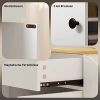 HOMCOM Wózek Kuchenny z Szufladą, Szafką, Półką na Przyprawy, Uchwytem na Ręcznik, 82 x 38 x 86,5 cm, Biały/Dąb(m-7)