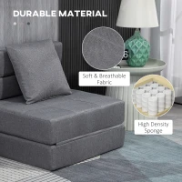 HOMCOM Convertible Chair Bed, Floor Sofa Bed Recliner, Fabric Upholstered Sleeper Lounge Futon with Pillow for Living Room, Dark Grey(m-5)