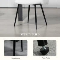 HOMCOM Set of 2 dining chairs with fabric backrest steel legs 55 x 62 x 80 cm white black(m-6)