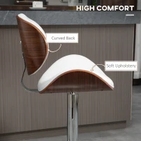 HOMCOM Set of 2 bar stools adjustable height synthetic coating 53 x 52 x 92-112 cm white(m-6)