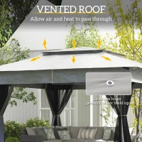 Outsunny Garden Pop-up Folding Gazebo Steel Polyester Waterproof Anti UV Mosquito Nets + Carry Bag(m-5)