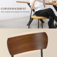 HOMCOM Set of 2 dining chairs with mohair effect seat, curved wood effect backrest, interior, yellow(m-5)