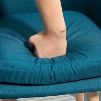 HOMCOM Scandinavian Design Bar Stools - Set of 2 Bar Stools with High Comfort, Footrests, and Armrests - Solid Wood Blue Linen(m-11)