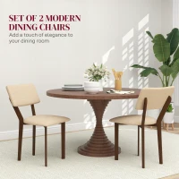 HOMCOM Set of 2 Dining Chairs Kitchen Chairs with High-Density Foam Cushion and Solid Rubberwood Legs Linen-Like Fabric 49 x 56 x 85 cm Beige(m-5)