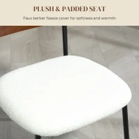 HOMCOM Set of 2 dining chairs with shaggy fabric seat, curved wood-effect backrest, interior, cream(m-4)