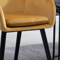 HOMCOM Velvet Tufted Set Of 2 Kitchen Dining Armchairs Mustard(m-6)