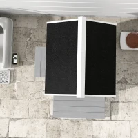 PawHut Buitenkattenhuis met Weerbestendig Dak, Venster, Balkon, Uitneembare Bodem, 2 Niveaus, voor 1-2 Katten, Grijs(m-9)