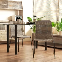 HOMCOM Set of 2 elegant dining chairs, with woven resin rattan imitation, steel base(m-6)