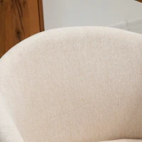 HOMCOM Set of 2 Scandinavian Design Dining Chairs Kitchen Chair - Tapered Slanted Rubber Wood Legs - Ergonomic Seat Backrest Armrests Linen-Look Beige(m-9)