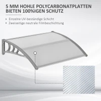 Outsunny Deuroverkapping, Overkapping voor Ingangen en Ramen, 100L x 75B x 23H cm, Zilver(m-4)