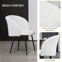 HOMCOM Set of 2 dining chairs with fabric backrest steel legs 55 x 62 x 80 cm white black(m-5)