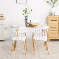 HOMCOM Set of 4 Scandinavian Style Dining Chairs High Backrest Polypropylene Seat Beech Legs 48 x 52.5 x 83 cm White(m-7)