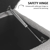 HOMCOM Storage Bench Storage Chest Cashmere Surface Rubberwood Legs 95 x 38 x 45 cm Gray(m-6)