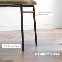 HOMCOM Set of 2 fabric dining chairs with padded seat in linen-look fabric stable steel legs modern design light brown(m-6)