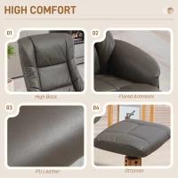 HOMCOM Reclining Chair with Footrest Rocking Backrest Reclining Padded Synthetic Covering Grey(m-6)