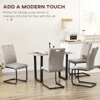 HOMCOM Set of 4 dining chairs microfiber covering with steel sled legs and handle 43 x 58.5 x 96.5 cm gray(m-4)