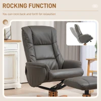HOMCOM Reclining Chair with Footrest Rocking Backrest Reclining Padded Synthetic Covering Grey(m-5)