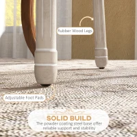 HOMCOM Set of 2 Louis XVI style solid rubber wood patinated dining chairs synthetic covering cream(m-6)