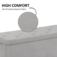HOMCOM Storage Bench Storage Chest Cashmere Surface Rubberwood Legs 95 x 38 x 45 cm Gray(m-7)