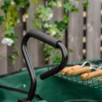 Outsunny Large 4 Wheel Heavy Duty Garden Cart Truck Trolley Wheelbarrow with Handle and Metal Frame - Green(m-11)