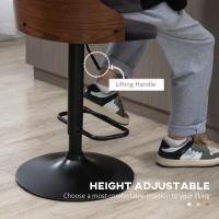 HOMCOM Set of 2 Adjustable Height Swivel Bar Stools with 360° Rotation and Footrest, Tufted Fabric(m-5)