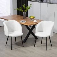 HOMCOM Set of 2 dining chairs with fabric backrest steel legs 55 x 62 x 80 cm white black(m-7)