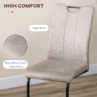 HOMCOM Set of 4 dining chairs microfiber covering with steel sled legs and handle 43 x 58.5 x 96.5 cm gray(m-5)