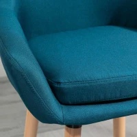 HOMCOM Scandinavian Design Bar Stools - Set of 2 Bar Stools with High Comfort, Footrests, and Armrests - Solid Wood Blue Linen(m-10)