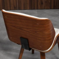 HOMCOM Set of 2 vintage style dining chairs with white and brown synthetic covering 51.5 x 53 x 79.5 cm(m-7)