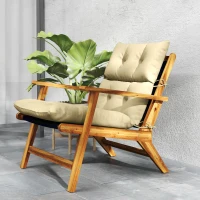 Outsunny Zitkussen, Dik Kussen voor Zitmeubilair, met Rugleuning, Schommelstoelkussen, voor Binnen en Buiten, Beige(m-9)