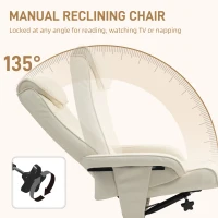 HOMCOM Reclining Armchair with Footrest, Backrest Reclining up to 135°, Synthetic Covering, Cream White(m-4)