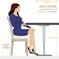 HOMCOM Set of 2 Louis XVI style solid rubber wood patinated dining chairs synthetic covering cream(m-7)