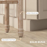 HOMCOM Set of 2 Louis XVI Style Medallion Bar Chairs, Solid Carved Patinated Rubberwood Linen Look 48 x 56 x 118 cm Cream(m-6)