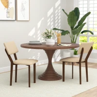 HOMCOM Set of 2 Dining Chairs Kitchen Chairs with High-Density Foam Cushion and Solid Rubberwood Legs Linen-Like Fabric 49 x 56 x 85 cm Beige(m-4)