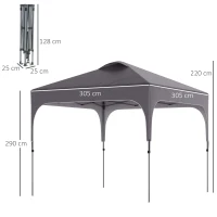 Outsunny 3 x 3 (M) Pop Up Gazebo - UPF 50+ Foldable Canopy Tent with Carry Bag on Wheels and 4 Leg Weight Bags, Height Adjustable, for Outdoor Garden Patio Party, Dark Grey(m-3)