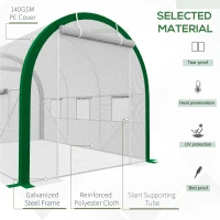 Outsunny tunnelkas, broeikas, ritsdeuren, gaasramen, metalen frame, 3,5 x 2 x 2m, wit(m-5)