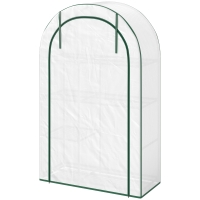Outsunny Mini-Gewächshaus, 4-stufiges Gewächshaus mit Kunststoff-Plane, tragbar, Rolltür, 100 x 45 x 160 cm, Weiß