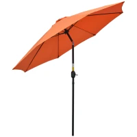 Outsunny 2.6M Patio Parasol Sun Umbrella, Tilt Shade Shelter Canopy with Crank 8 Ribs Aluminium Frame, Orange(m-11)