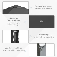 Outsunny 4 x 4m Pop-up Gazebo with Double Roof Canopy Tent, UV Proof, Includes Roller Bag & Adjustable Legs for Outdoor Party, Steel Frame, Dark Grey(m-7)