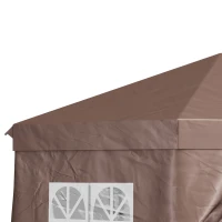 Outsunny 4x4m Hexagonal Pop up Gazebo - Garden Marquee Party Tent Wedding Canopy, Height Adjustable, with Storage Bag, Brown(m-11)