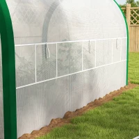 Outsunny tunnelkas, broeikas, ritsdeuren, gaasramen, metalen frame, 3,5 x 2 x 2m, wit(m-9)